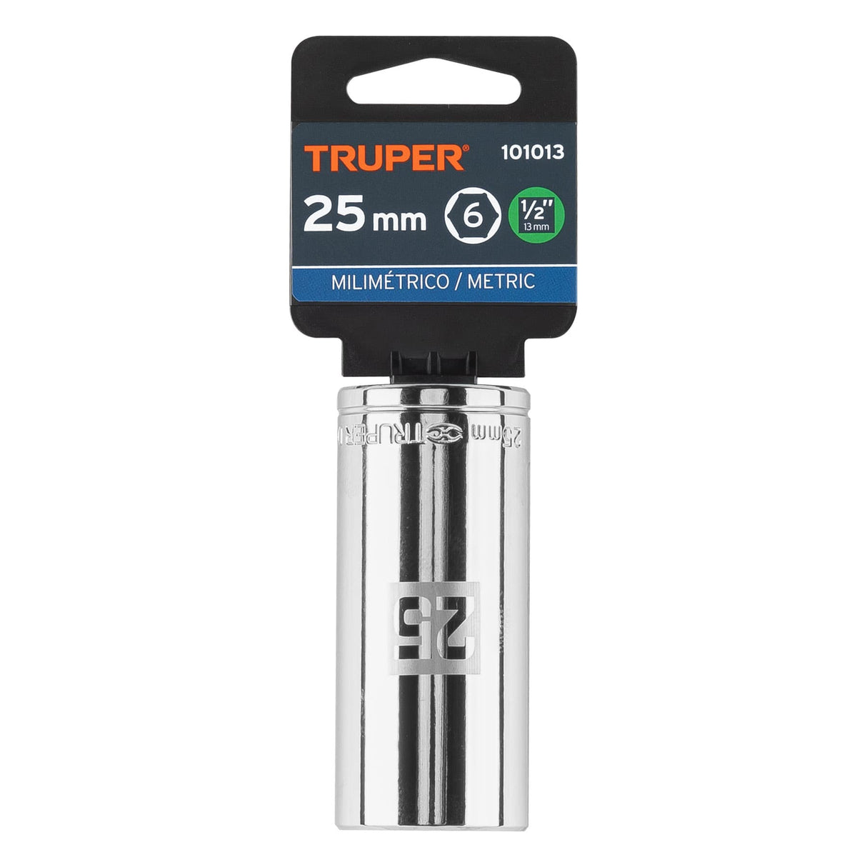 Dado Largo de 25 mm, 6 Puntas, Cuadro 1/2', Truper