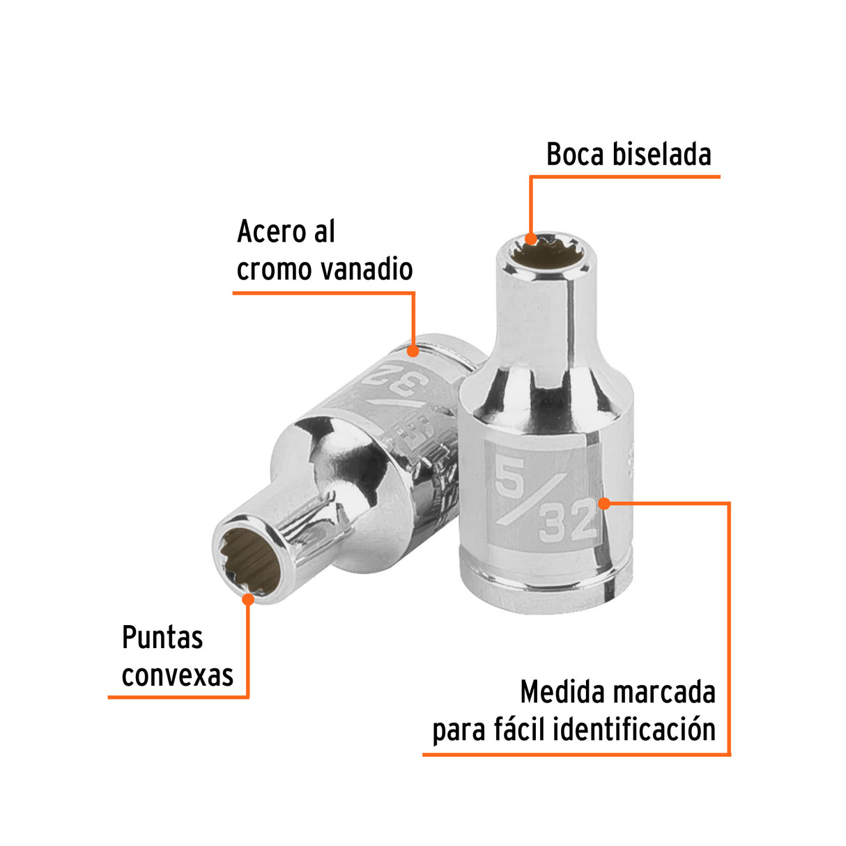 Dado de 5/32', 12 Puntas, Cuadro 1/4', Truper
