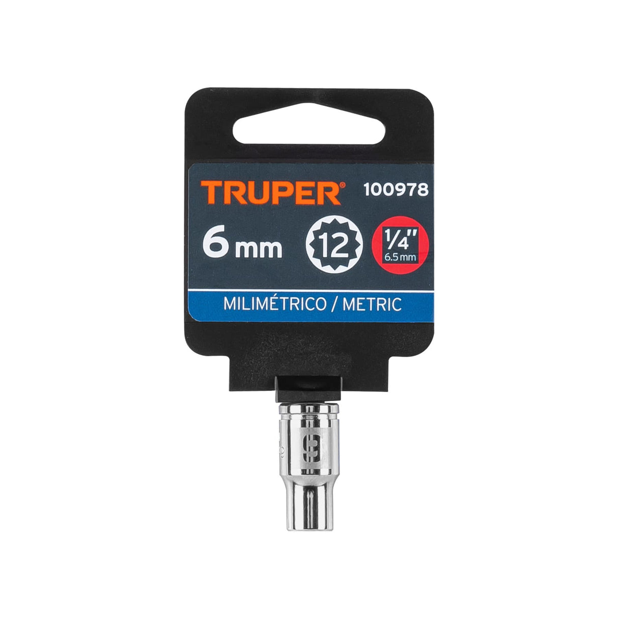 Dado de 6 mm, 12 Puntas, Cuadro 1/4', Truper
