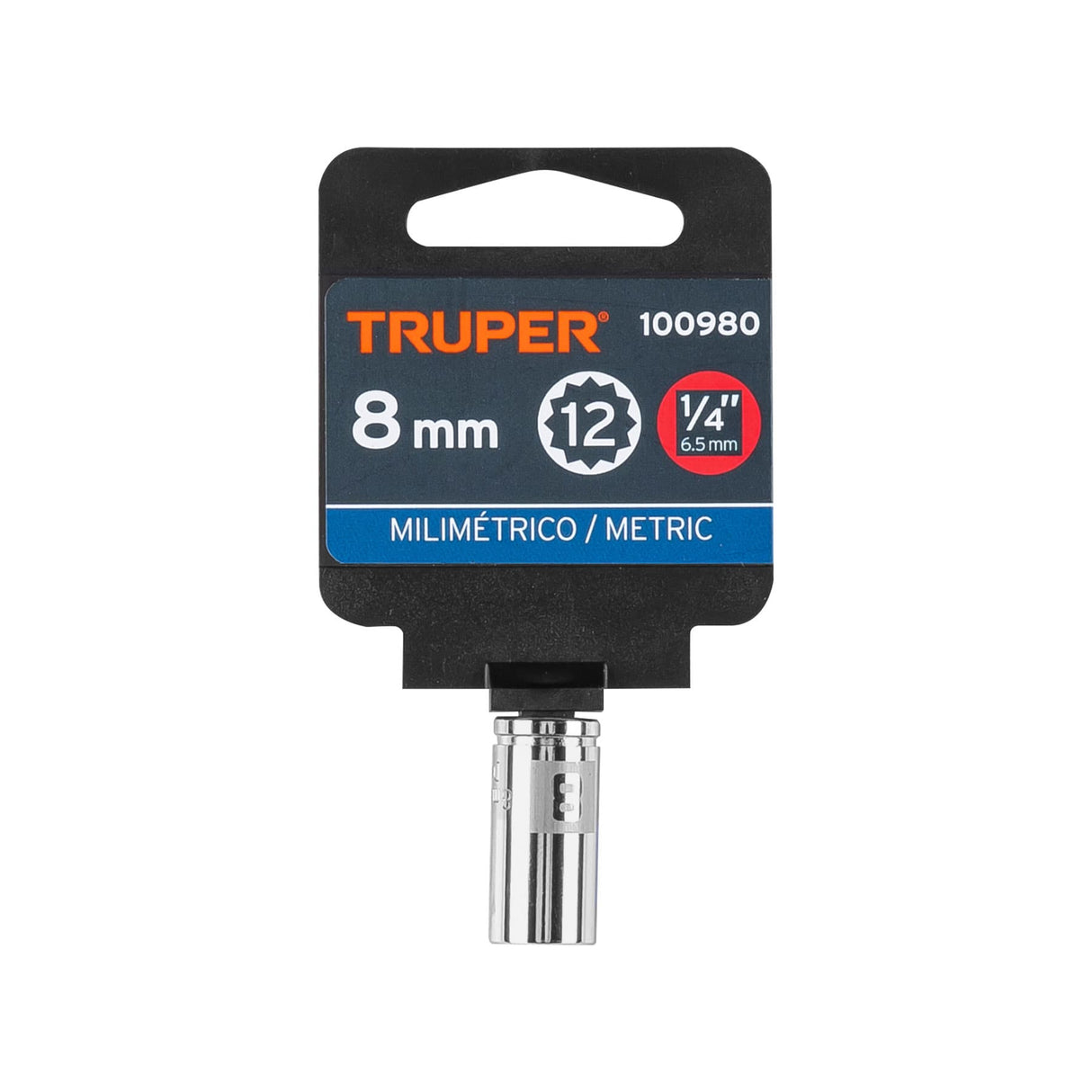 Dado de 8 mm, 12 Puntas, Cuadro 1/4', Truper