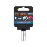 Dado de 8 mm, 12 Puntas, Cuadro 1/4', Truper