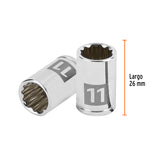 Dado de 11 mm, 12 Puntas, Cuadro 1/4', Truper