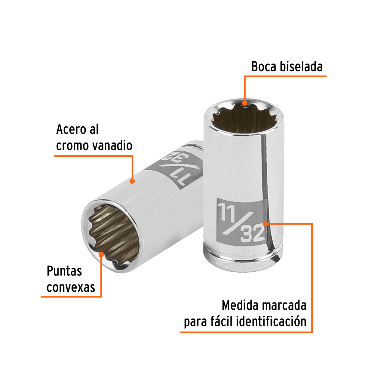 Dado de 11/32', 12 Puntas, Cuadro 1/4', Truper