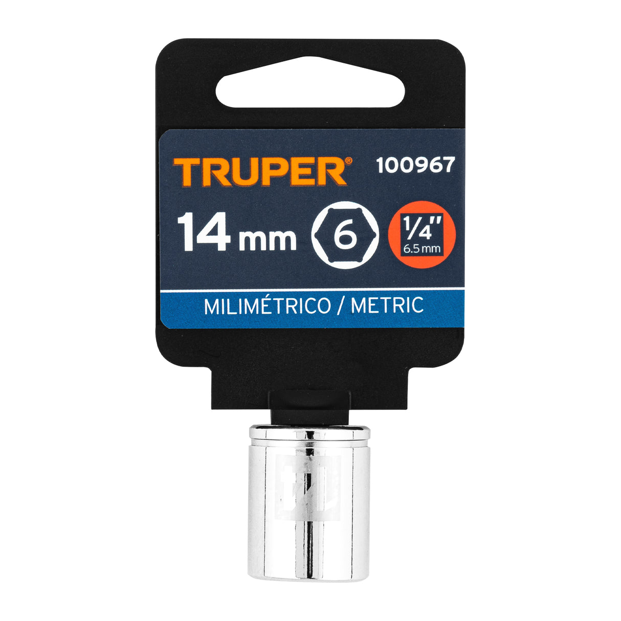 Dado de 14 mm, 6 Puntas, Cuadro 1/4', Truper