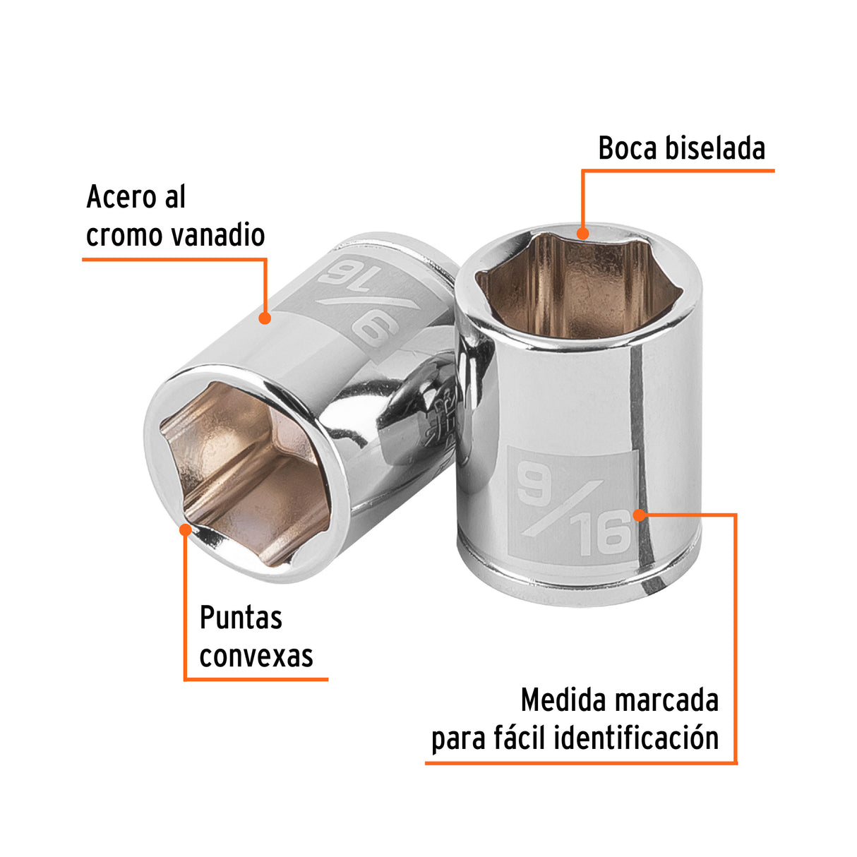 Dado de 9/16', 6 Puntas, Cuadro 1/4', Truper