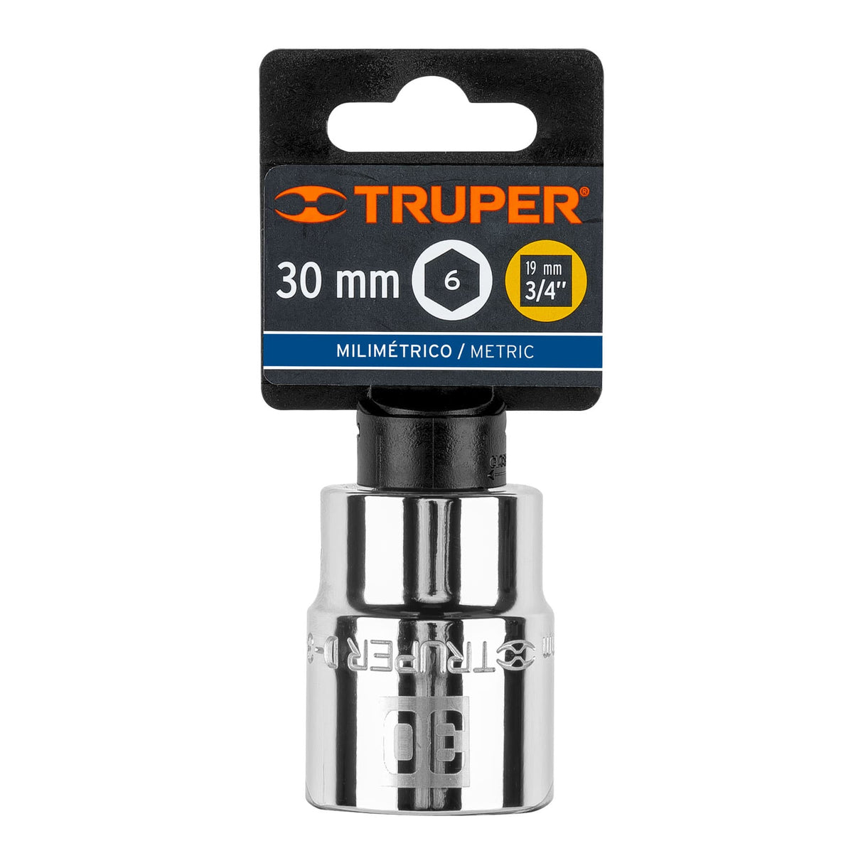 Dado de 30 mm, 6 Puntas, Cuadro 3/4', Truper