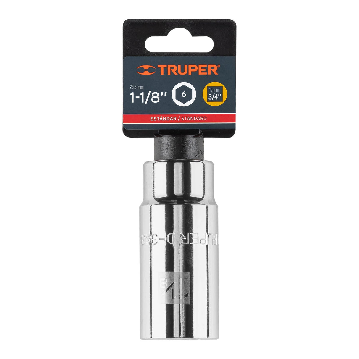 Dado Largo de 1-1/8', 6 Puntas, Cuadro 3/4', Truper