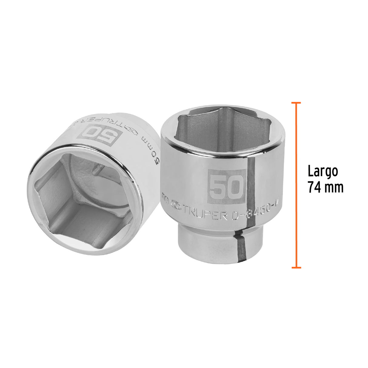 Dado de 50 mm, 6 Puntas, Cuadro 3/4', Truper