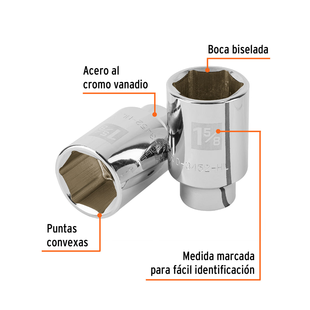Dado Largo de 1-5/8', 6 Puntas, Cuadro 3/4', Truper