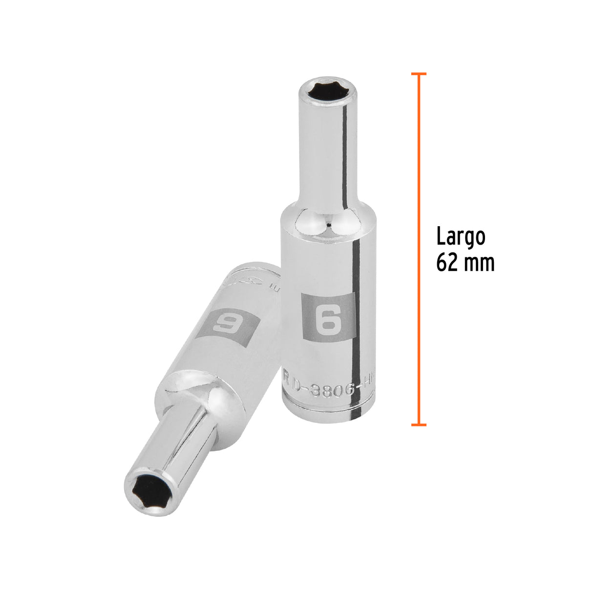 Dado Largo de 6 mm, 6 Puntas, Cuadro 3/8', Truper