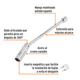 Dado para Bujías Cuadro 3/8' Articulado 5/8', Extensión 10'