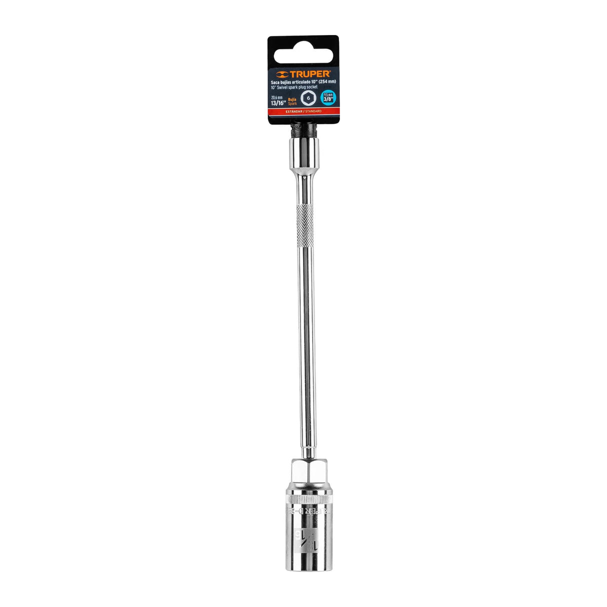Dado para Bujías Cuadro 3/8' Articulado 13/16', Extensión 10'