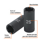 Dado Largo Impacto de 25 mm, 6 Puntas, Cuadro 1/2', Truper
