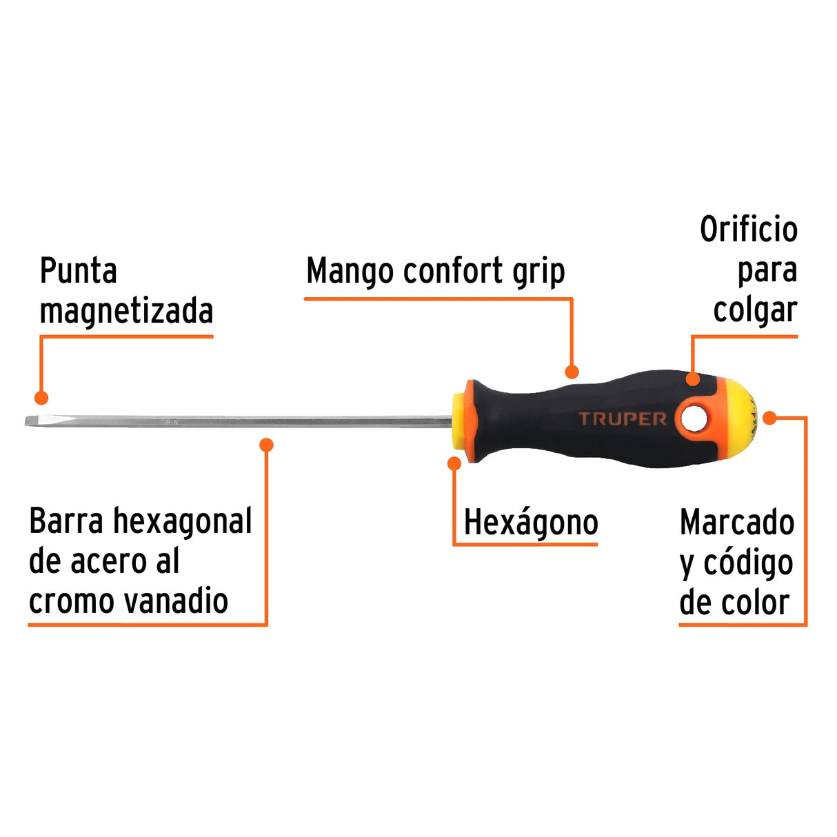 Desarmador Cabinet 1/8' X 4-1/2' Mango Comfort Grip, Truper