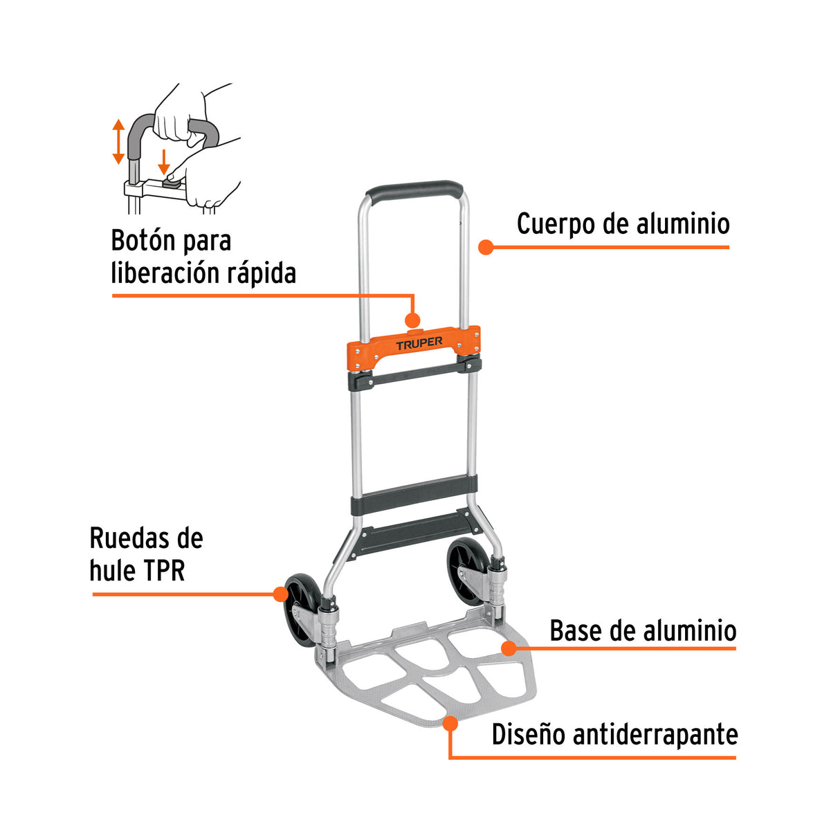 Diablo de Carga, Plegable, 120 kg, Truper