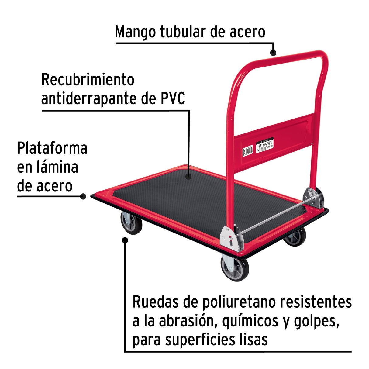 Carro de Carga Plegable Tipo Plataforma, 300 kg, Pretul