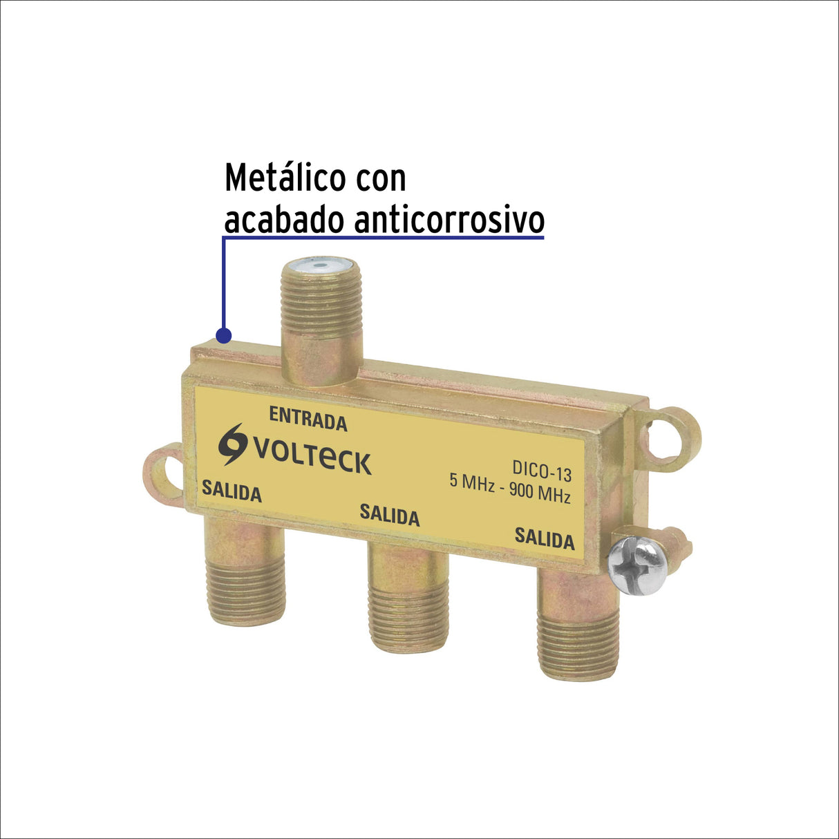 Divisor Coaxial de 1 Entrada y 3 Salidas, Volteck