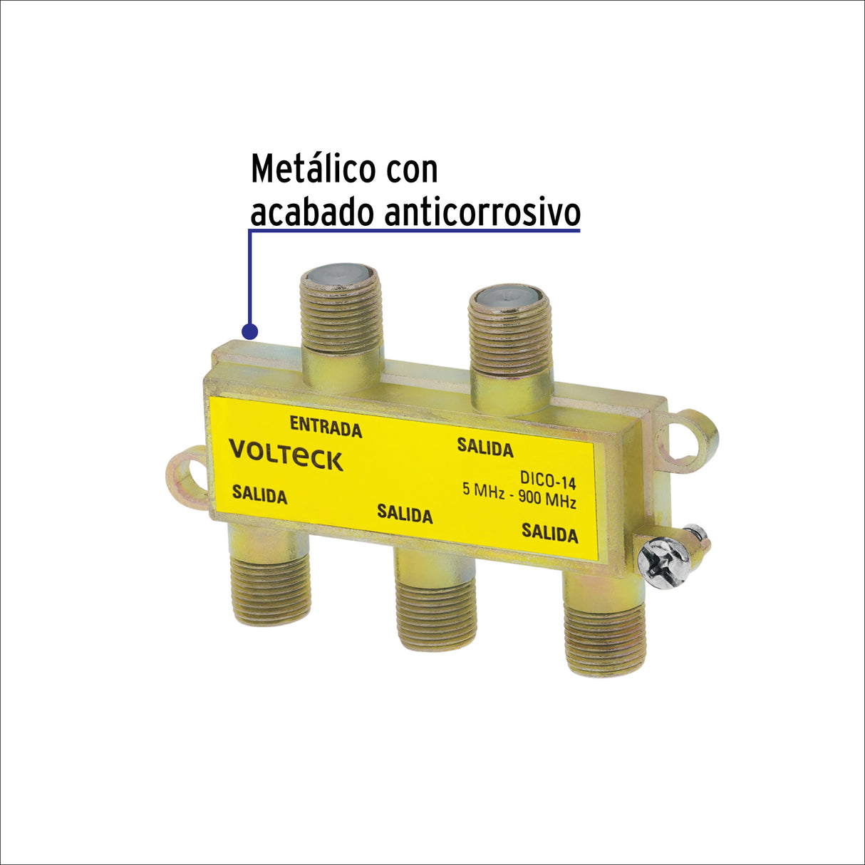 Divisor Coaxial de 1 Entrada y 4 Salidas, Volteck