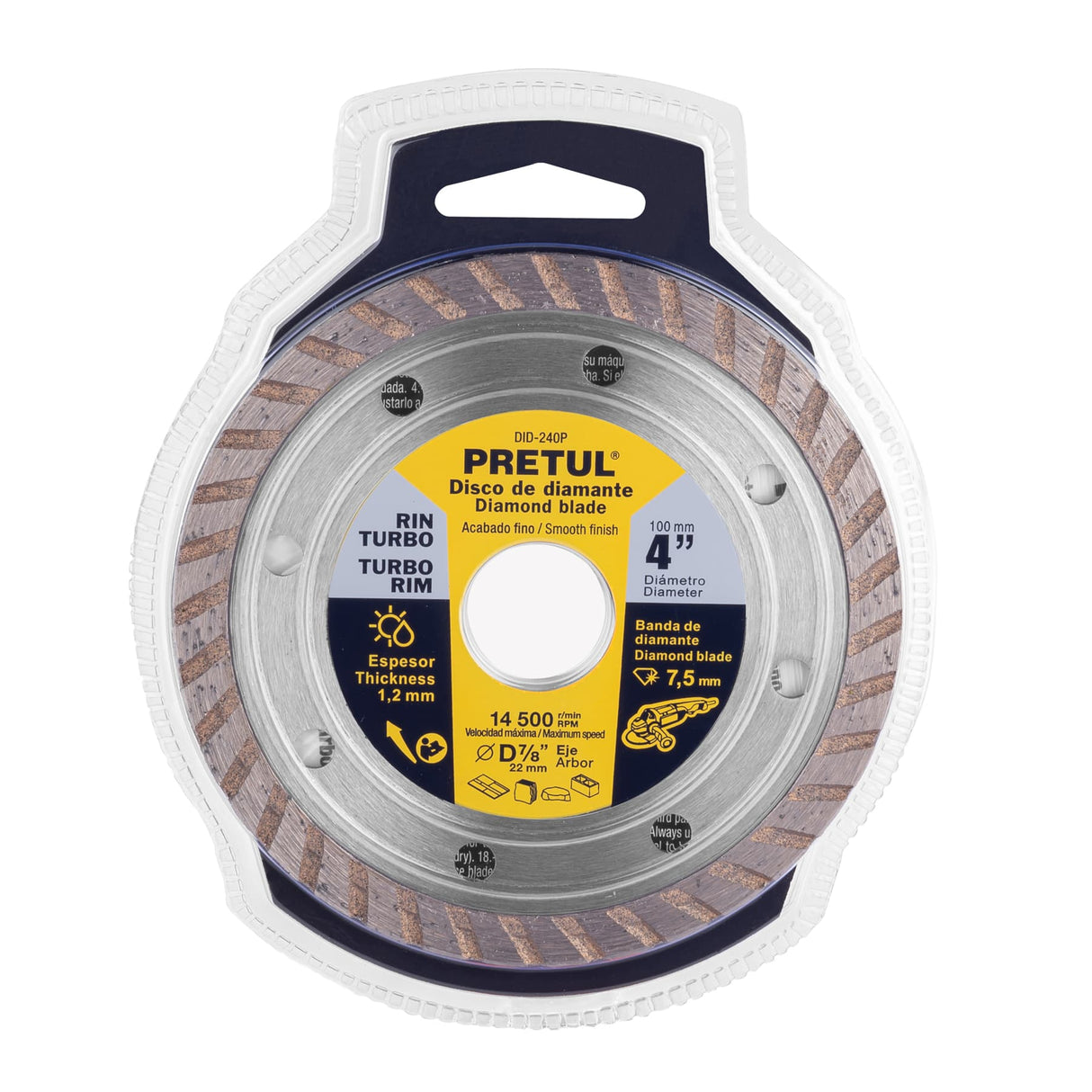 Disco de Diamante de 4' X 1.2 mm, Rin Turbo, Pretul
