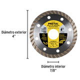 Disco de Diamante de 4' X 1.2 mm, Rin Turbo, Pretul