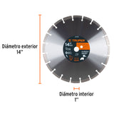 Disco de Diamante de 14' X 2.8 mm, Corte Asfalto y Concreto