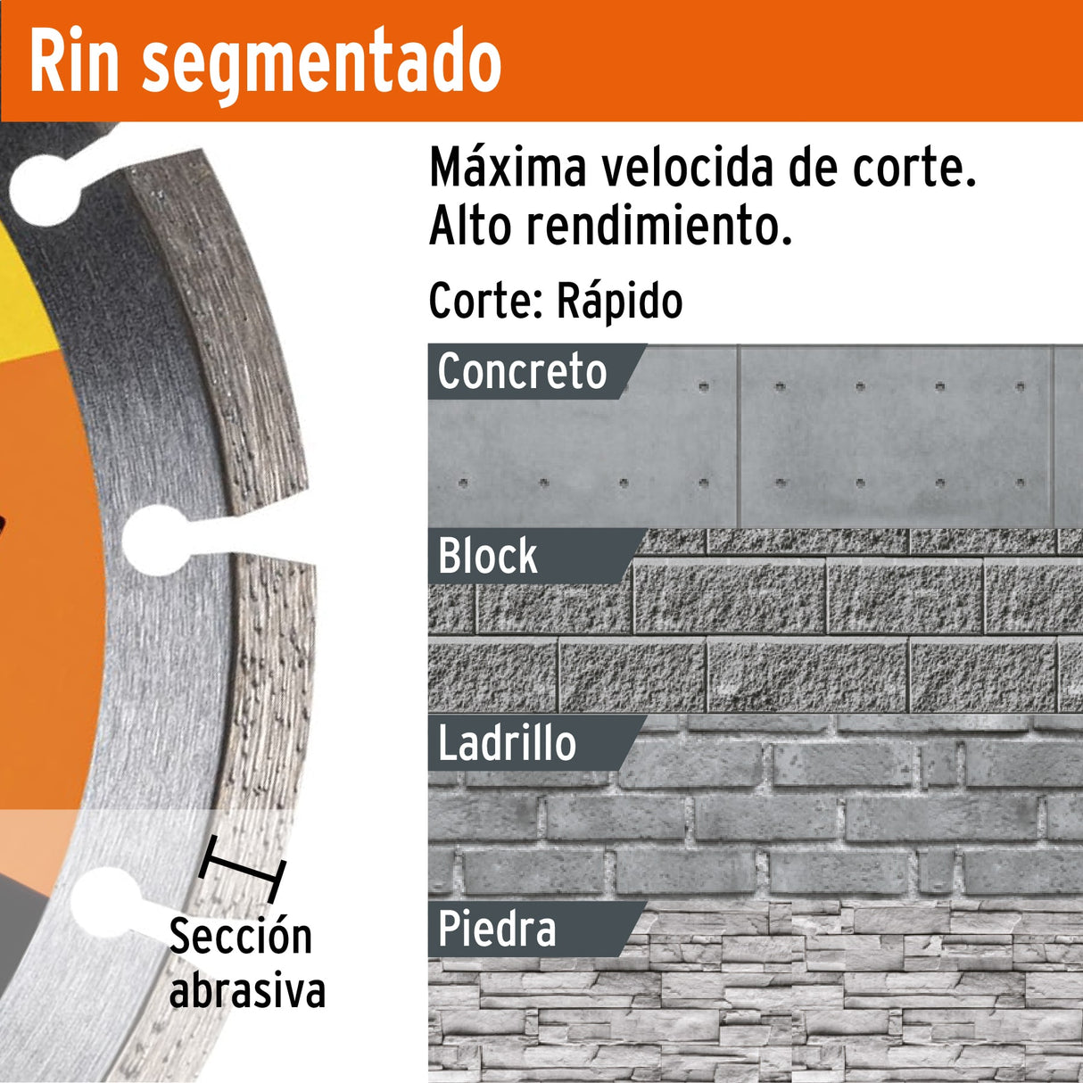 Disco de Diamante de 4' X 1.2 mm Rin Segmentado, Pretul