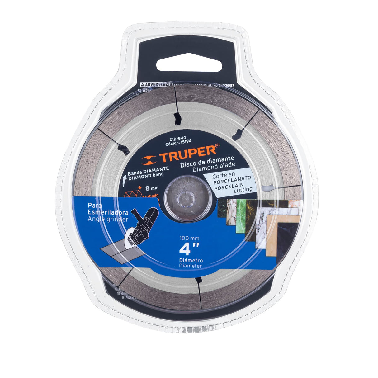 Disco de Diamante de 4' X 1.3 mm, Corte de Porcelanato