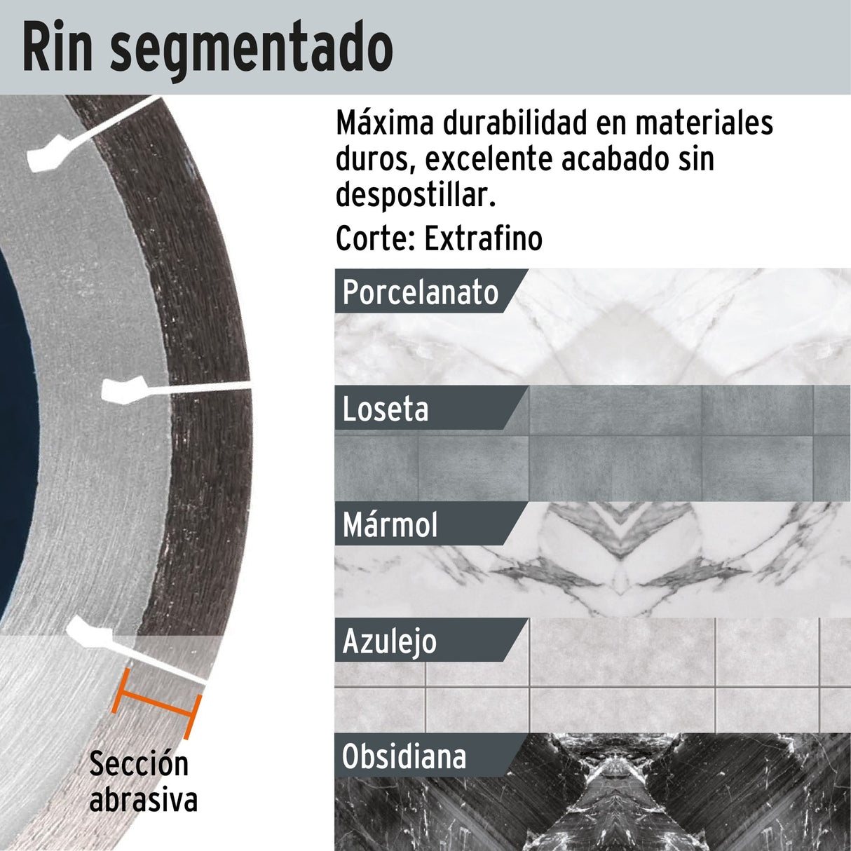 Disco de Diamante de 4' X 1.3 mm, Corte de Porcelanato