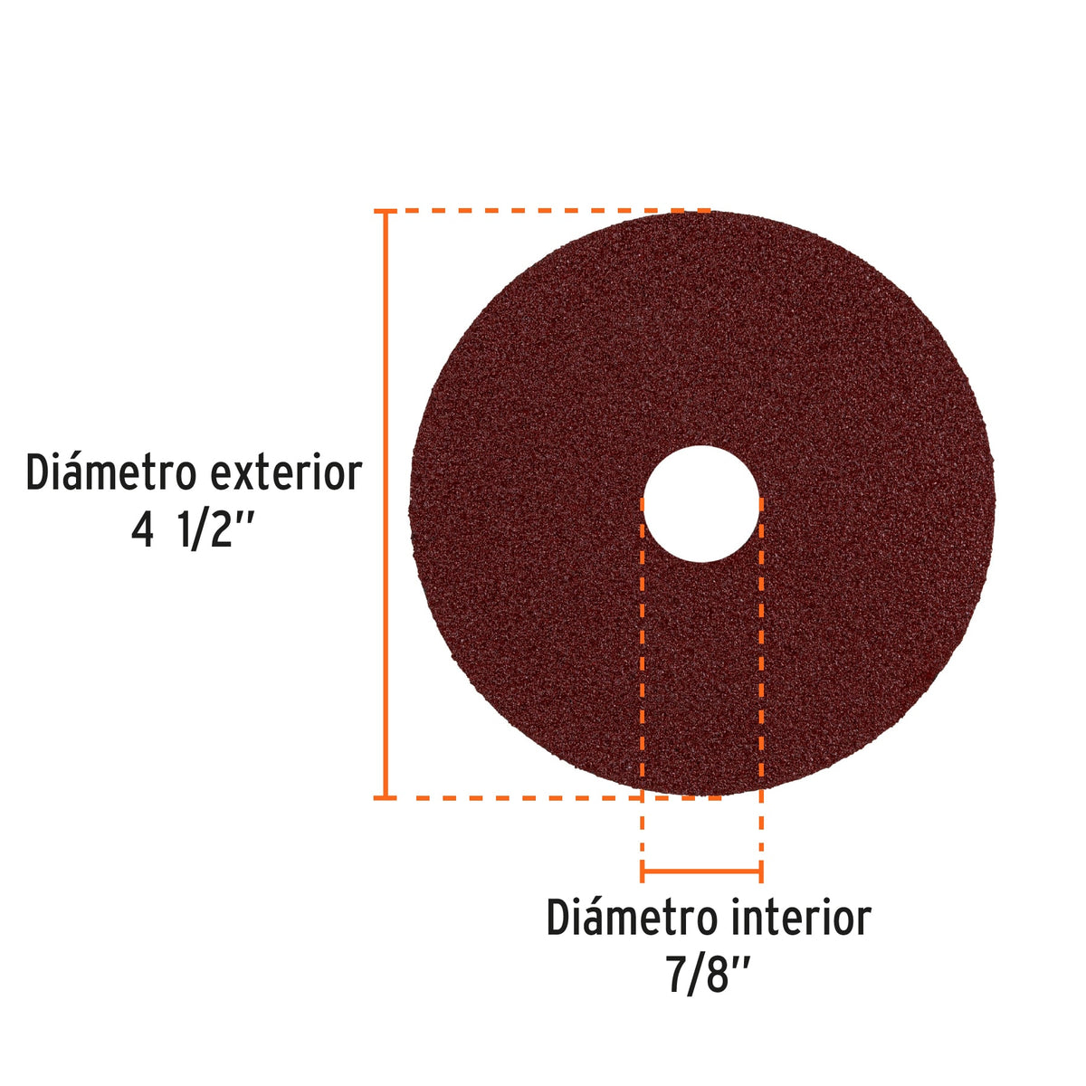 Disco de Lija 4-1/2' con Respaldo de Fibra, Grano 50, Truper