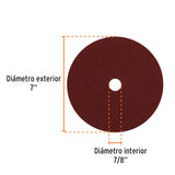 Disco de Lija de 7' con Respaldo de Fibra, Grano 120, Truper