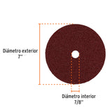 Disco de Lija de 7' con Respaldo de Fibra, Grano 24, Truper