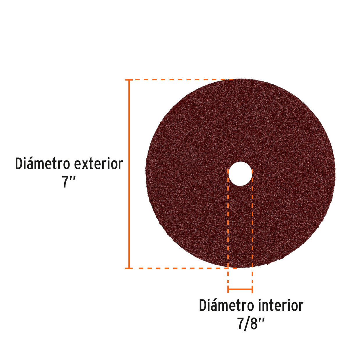 Disco de Lija de 7' con Respaldo de Fibra, Grano 36, Truper