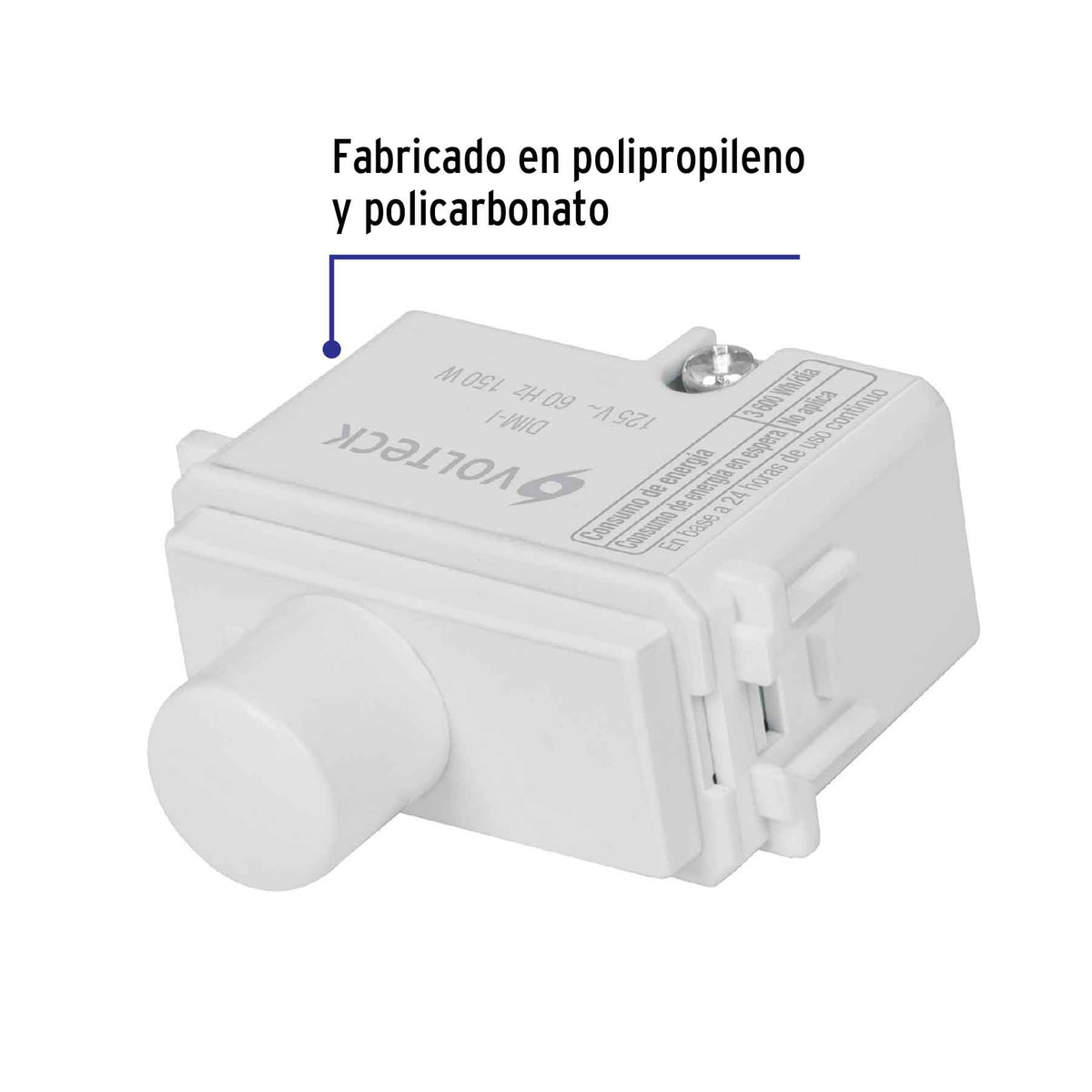 Dimmer Giratorio, Línea Italiana, Color Blanco, Volteck