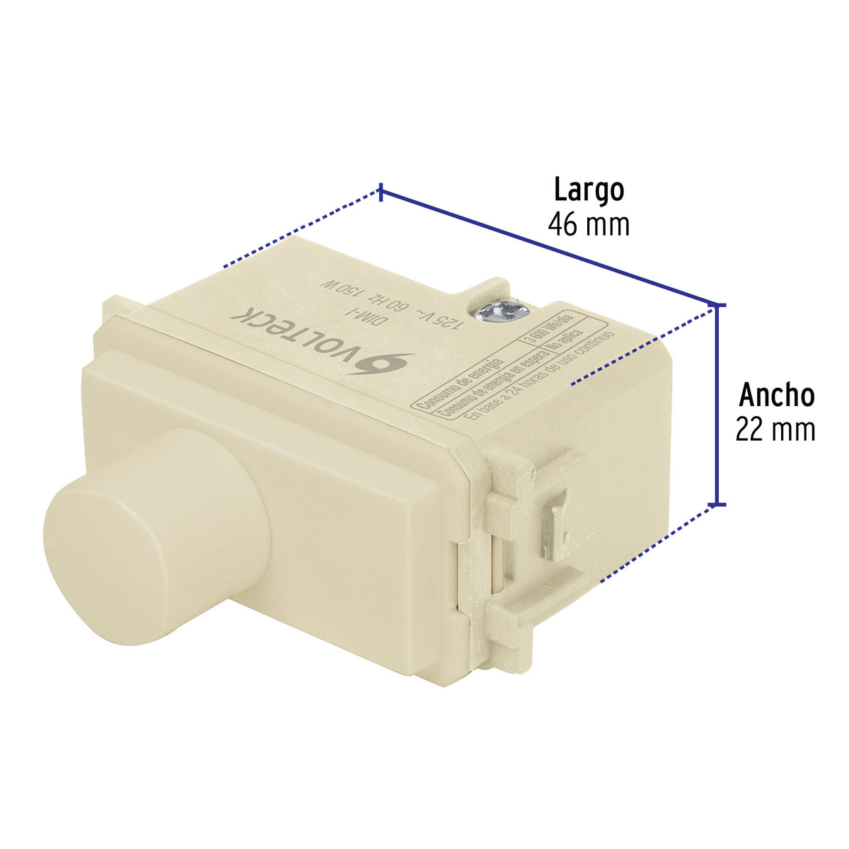 Dimmer Giratorio, Línea Italiana, Marfil, Volteck