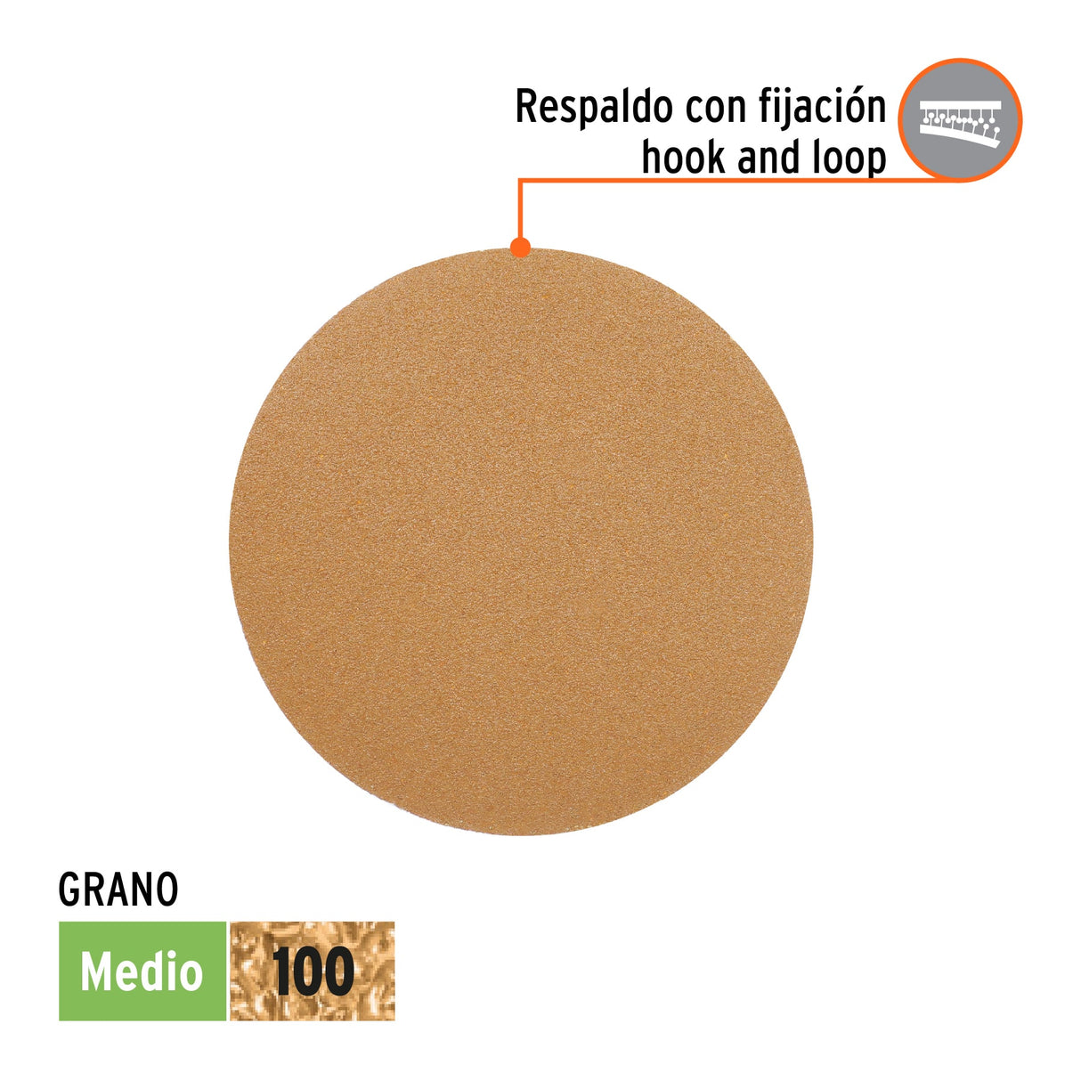 Paquete con 5 Discos de Lija 5' Grano 100, Ciegos, Truper