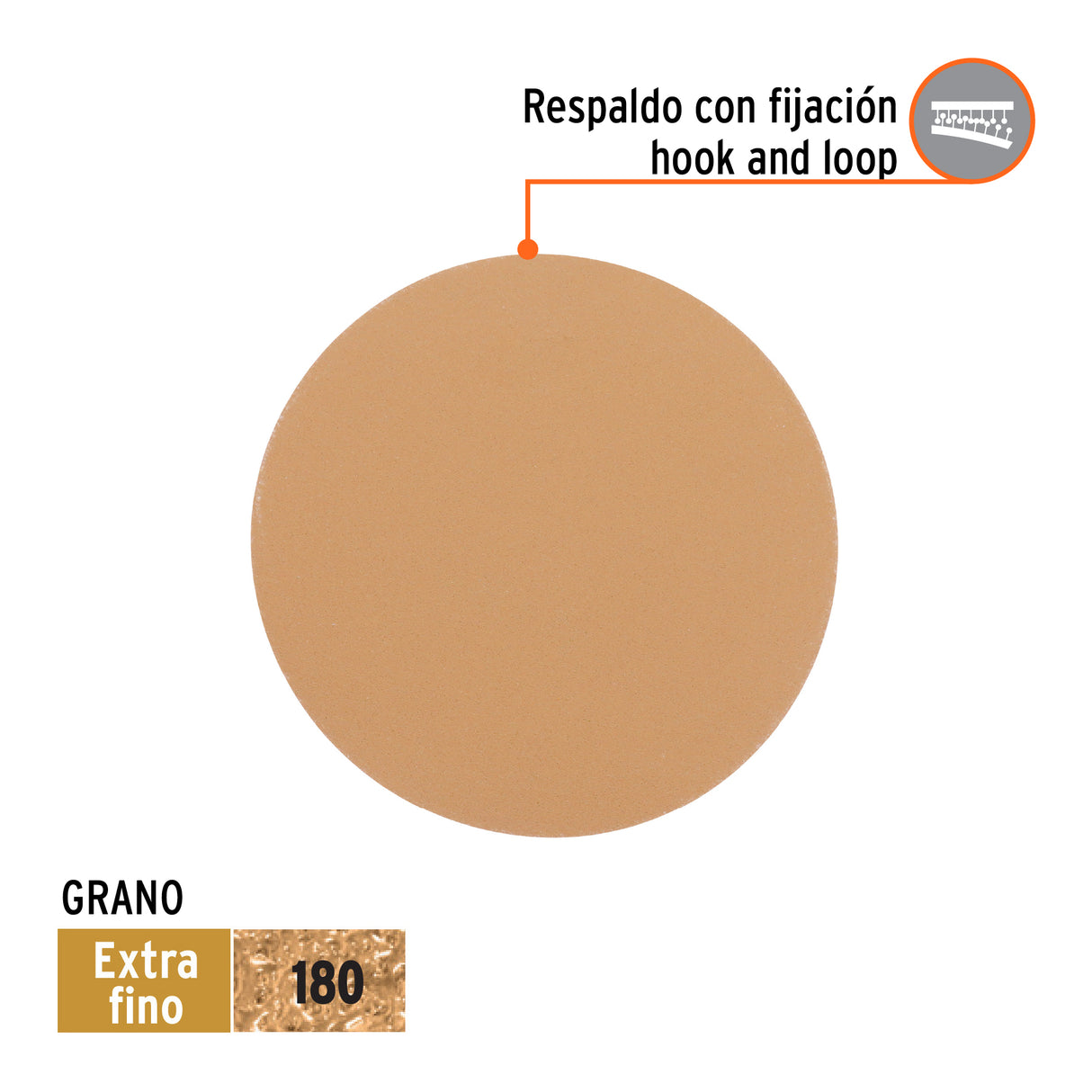 Paquete con 5 Discos de Lija 5' Grano 180, Ciegos, Truper