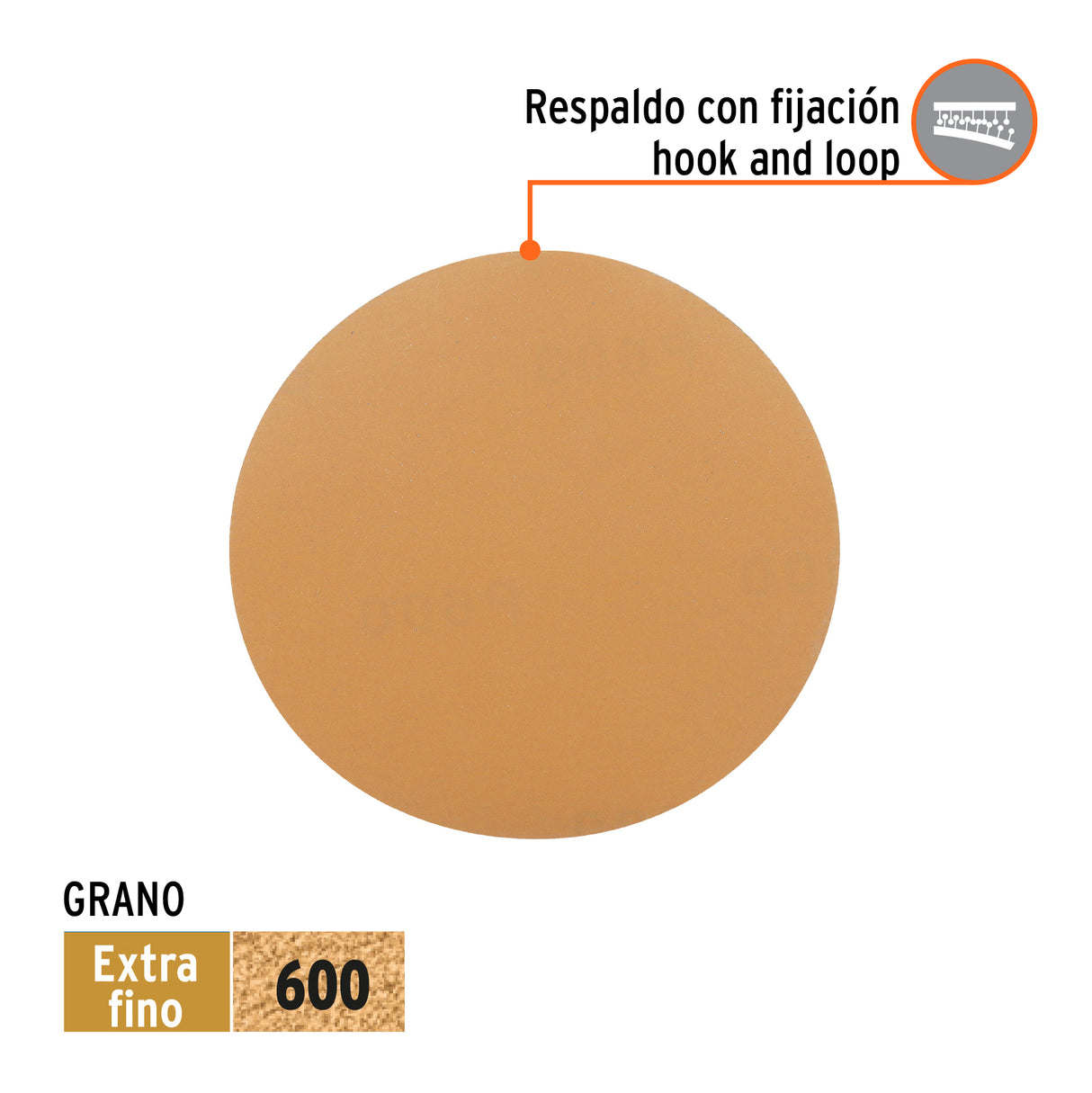 Paquete con 5 Discos de Lija 5' Grano 600, Ciegos, Truper