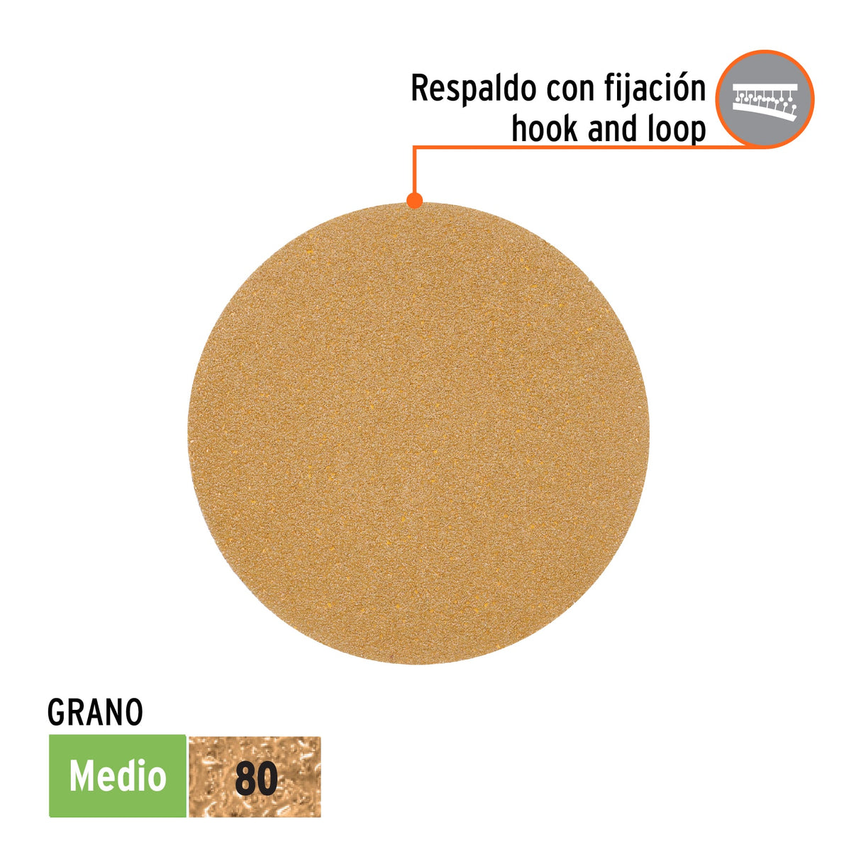 Paquete con 5 Discos de Lija 5' Grano 80, Ciegos, Truper