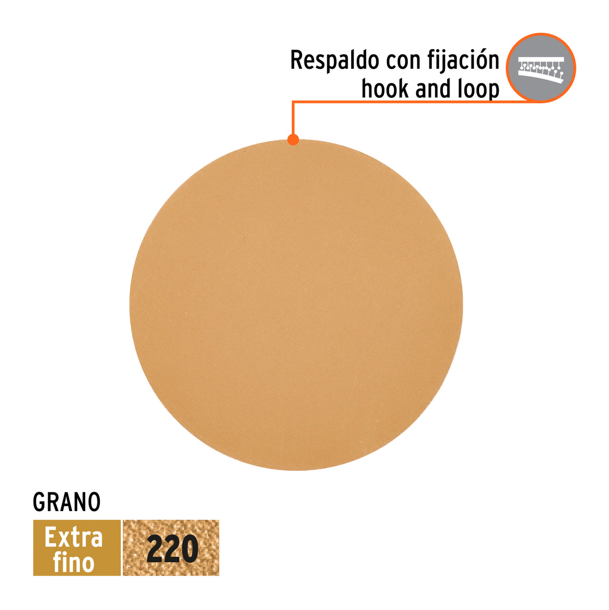 Paquete con 5 Discos de Lija 6' Grano 220, Ciegos, Truper
