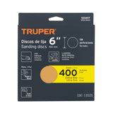 Paquete con 5 Discos de Lija 6' Grano 400, Ciegos, Truper