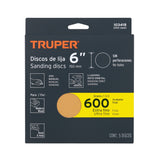Paquete con 5 Discos de Lija 6' Grano 600, Ciegos, Truper
