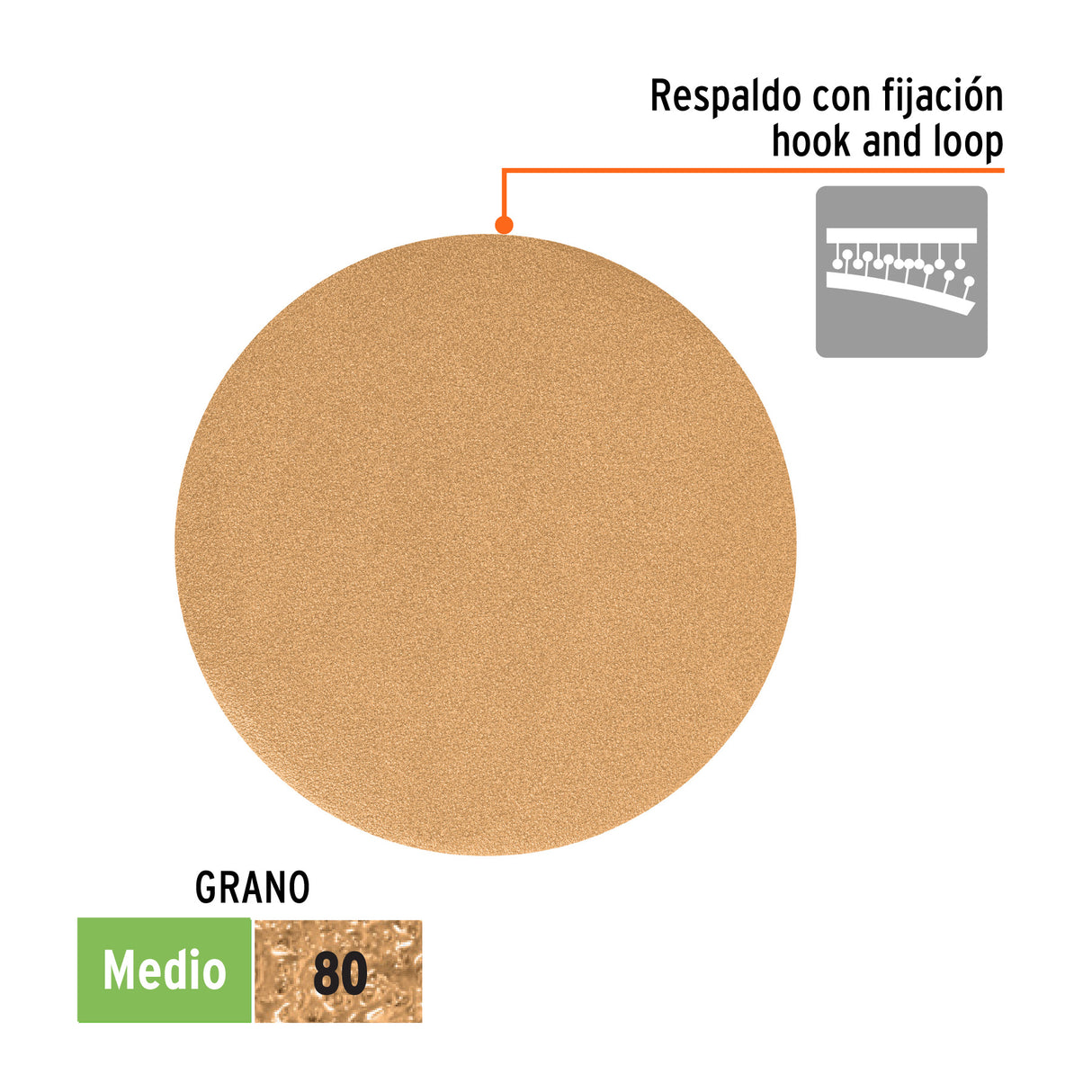 Paquete con 5 Discos de Lija 6' Grano 80, Ciegos, Truper