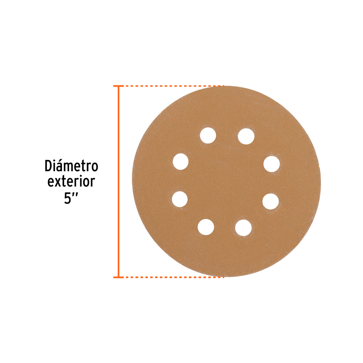 Paquete con 5 Discos de Lija 5' Grano 150, 8 Perforaciones