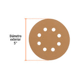 Paquete con 5 Discos de Lija 5' Grano 150, 8 Perforaciones