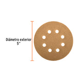 Paquete con 5 Discos de Lija 5' Grano 220, 8 Perforaciones