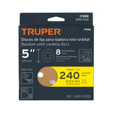 Paquete con 5 Discos de Lija 5' Grano 240, 8 Perforaciones