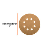 Paquete con 5 Discos de Lija 5' Grano 320, 8 Perforaciones