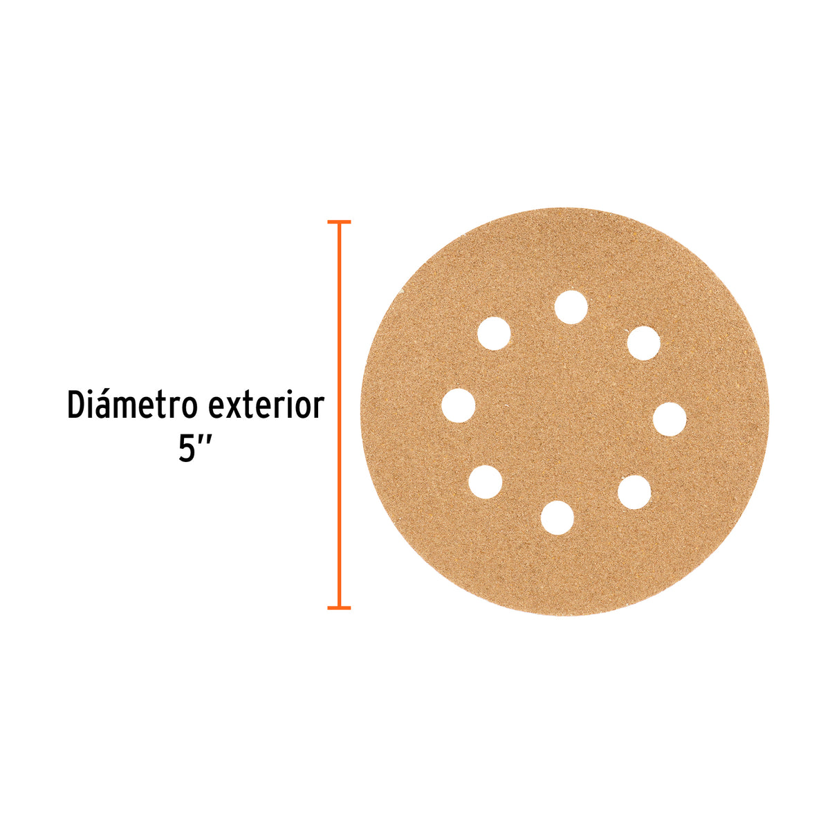 Paquete con 5 Discos de Lija 5' Grano 60, 8 Perforaciones