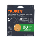 Paquete con 5 Discos de Lija 5' Grano 80, 8 Perforaciones