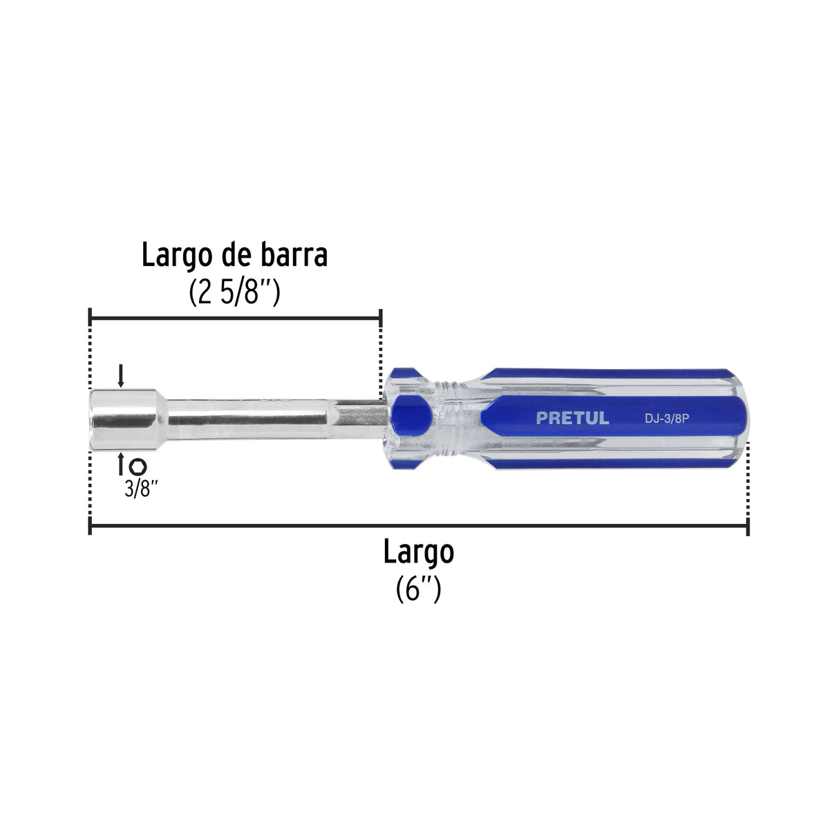 Desarmador de Caja 3/8' Mango de PVC, Pretul